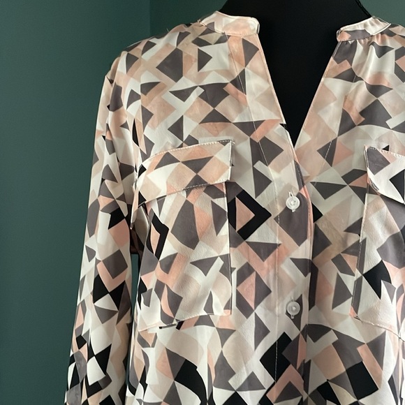 Calvin Klein Abstract Pattern vintage Blouse in Black, Cream, and Tan - Picture 4 of 5